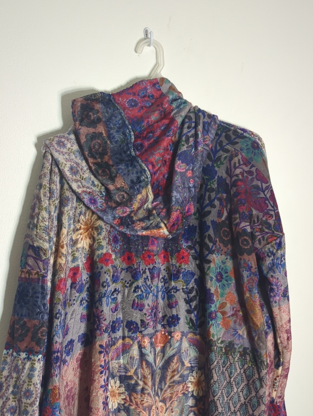 Natural Life Womens Hooded Blanket Robe Boho Jewel Tone Gypsy Floral Medium Smal - Picture 12 of 16